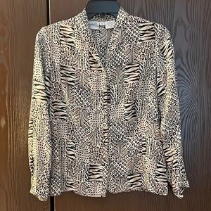 Jacqueline Ferrar 100% silk patches of different animal prints designed blouse.2